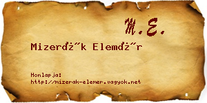 Mizerák Elemér névjegykártya